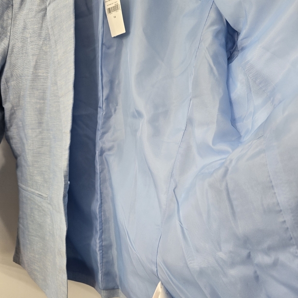 GAP Linen Cotton Blazer Chambray Light Blue Lined Single One Button NWT Size 14 - Picture 8 of 10